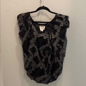 Max Studio sheer black blouse with detail, size L.